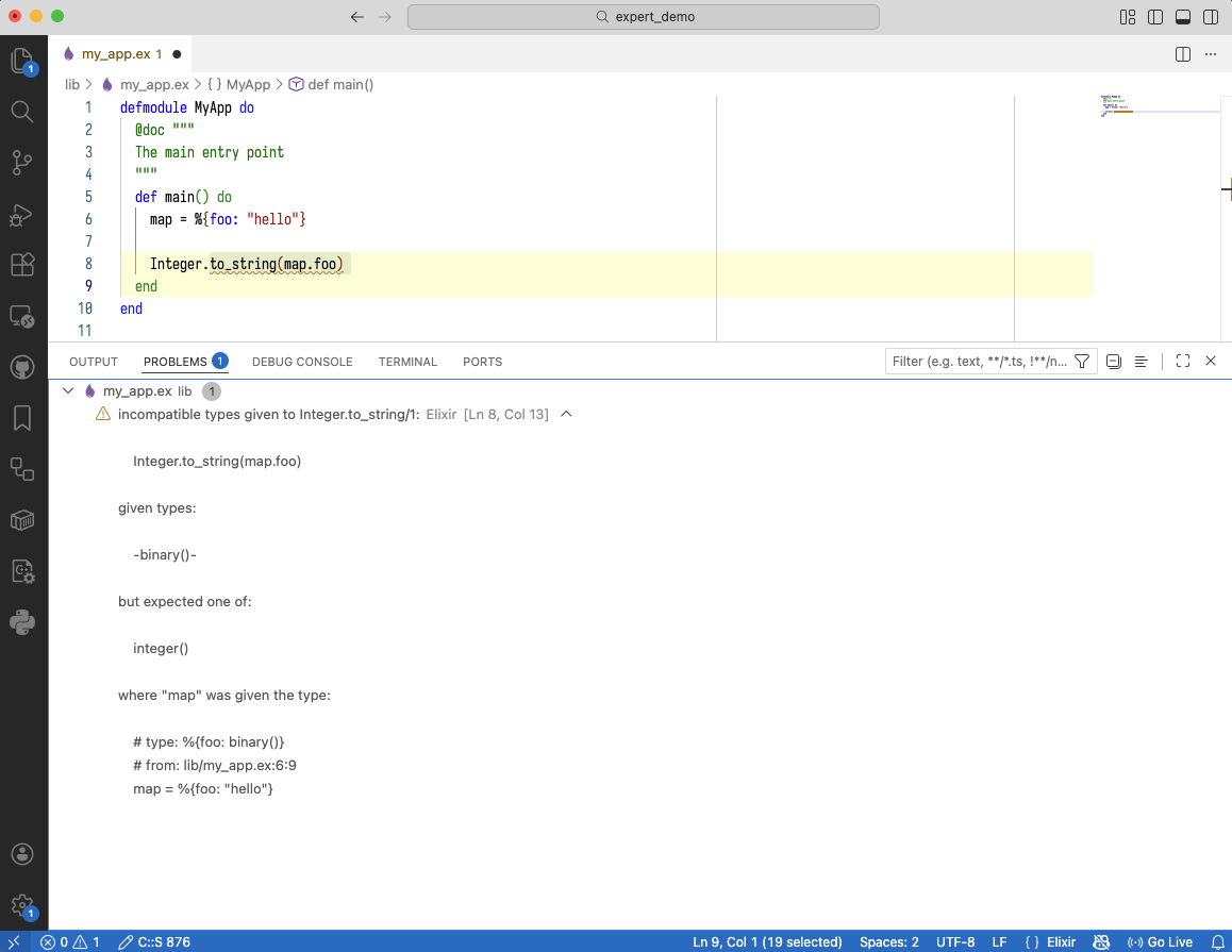 Per-project Elixir version diagnostics